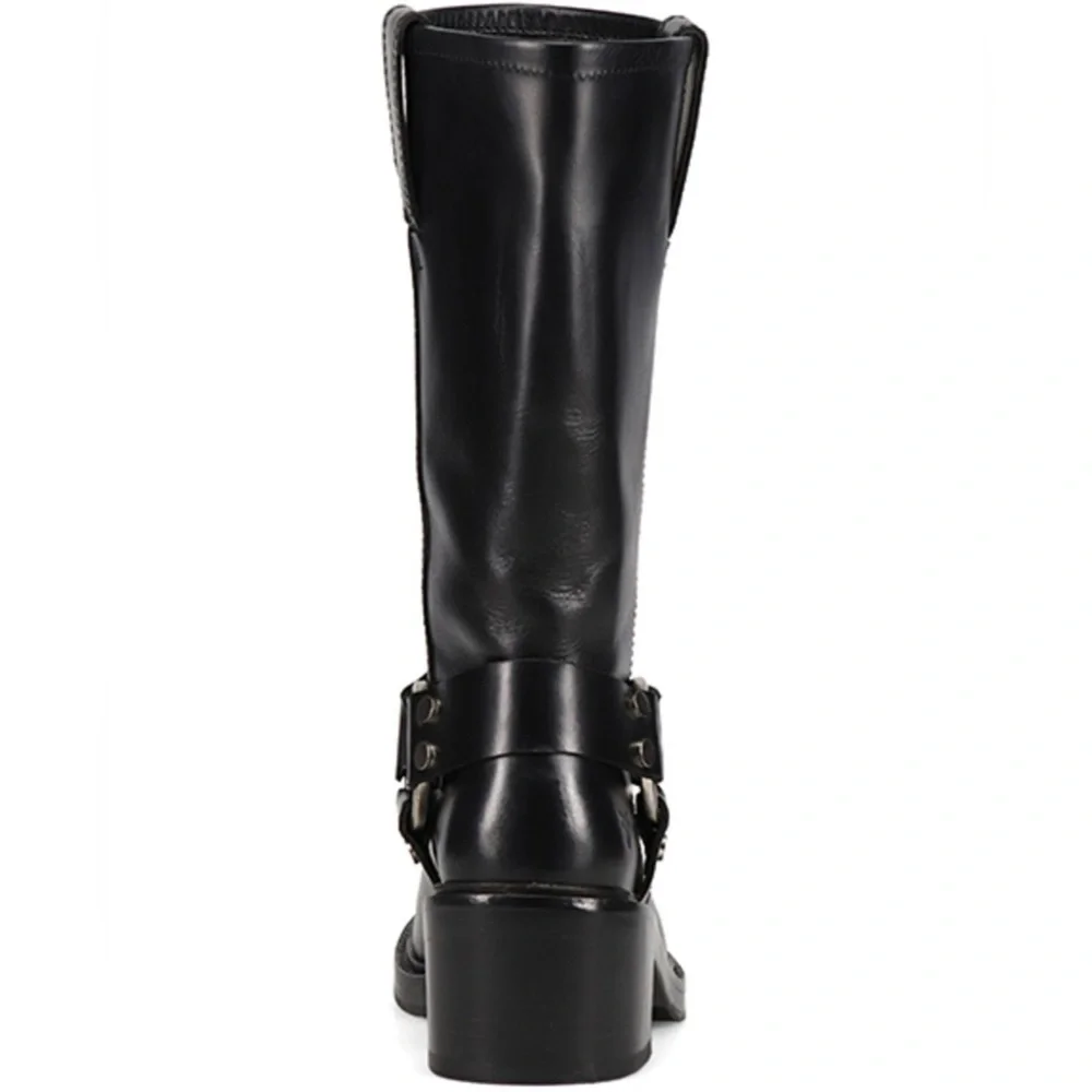 NWT NIB Frye Kate Harness Leather Boots Black Size 8 - Picture 6 of 11